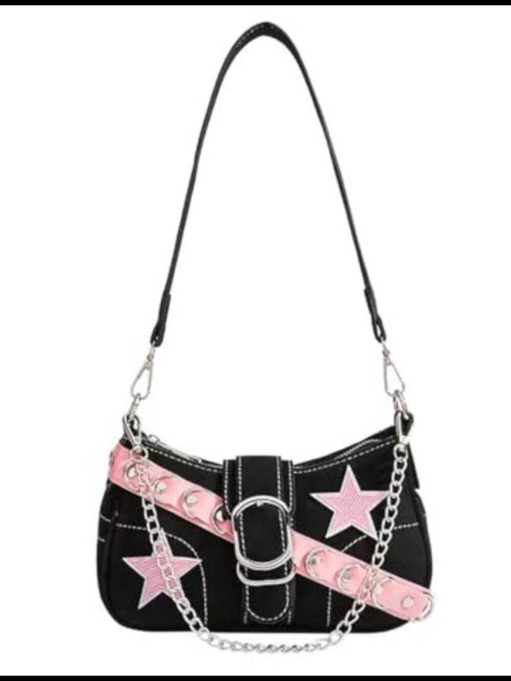 Y2K Crossbody Shoulder Bag Chain Strap Purse Punk Goth Style Sling Handbag